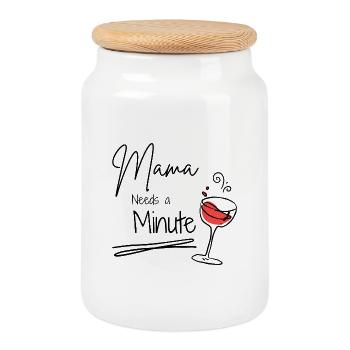 Maman a besoin d’une minute - Boîte à biscuits avec couvercle en bois - blanc - Devant