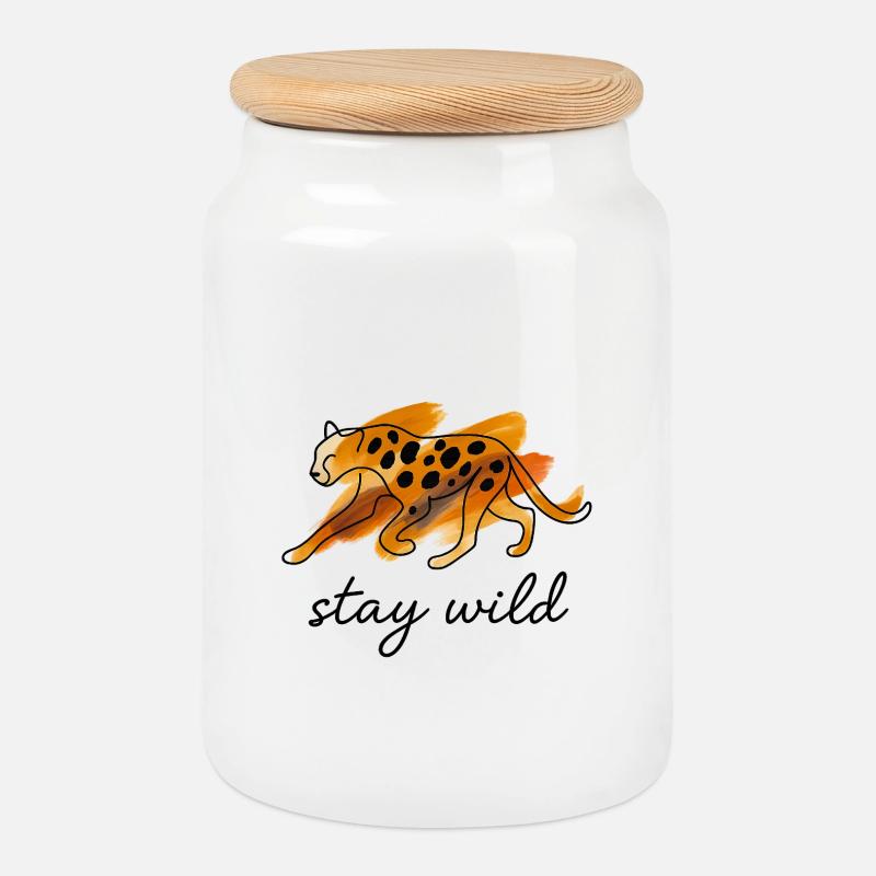 🐆 Stay Wild 🐆 - Keksdose mit Holzdeckel - Weiß