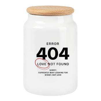 Amour non trouvé – Erreur 404 - Boîte à biscuits avec couvercle en bois - blanc - Devant