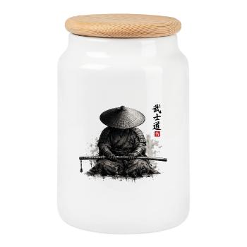 Samurai - Keksdose mit Holzdeckel - Weiß - Vorne