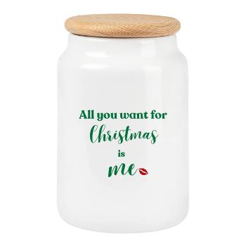 Christmas I'm your wish - Cookie Jar with Wooden Lid - white - Front