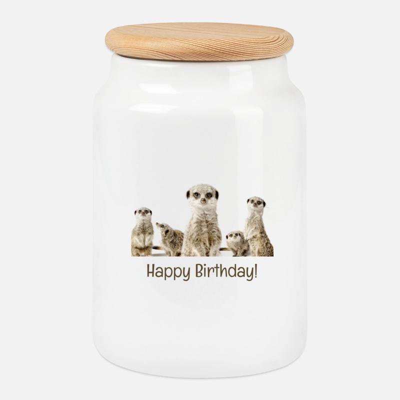 Happy Birthday - Keksdose mit Holzdeckel - Weiß