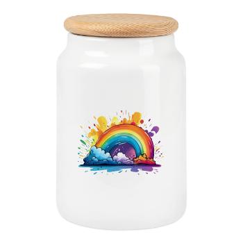 Your Rainbow - Cookie Jar with Wooden Lid - white - Front