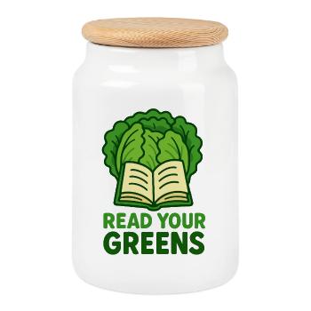 Read Your Greens - Cookie Jar with Wooden Lid - white - Front
