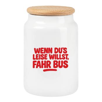 Wenn du es leise willst fahr Bus - Keksdose mit Holzdeckel - Weiß - Vorne