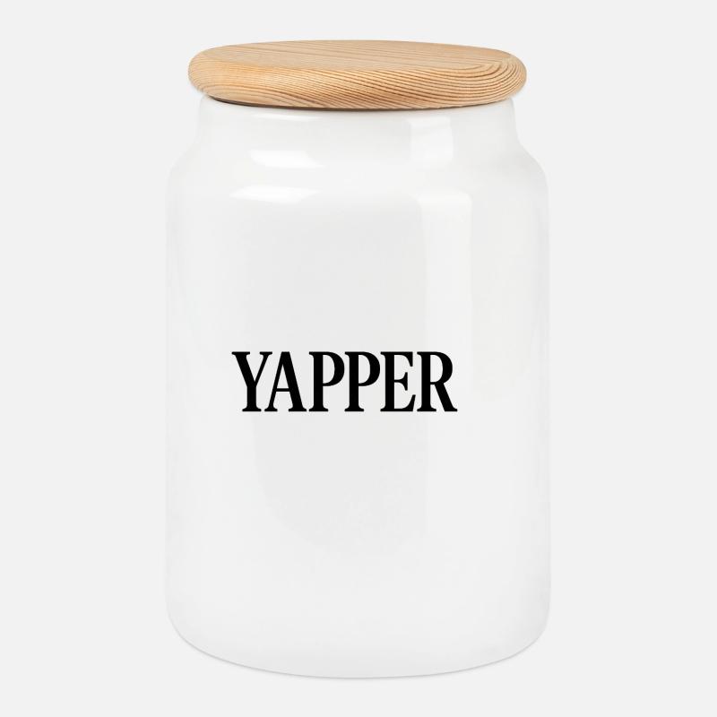 Yapper - Cookie Jar with Wooden Lid - white
