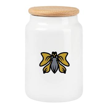 Silhouette des ailes dorées - Boîte à biscuits avec couvercle en bois - blanc - Devant
