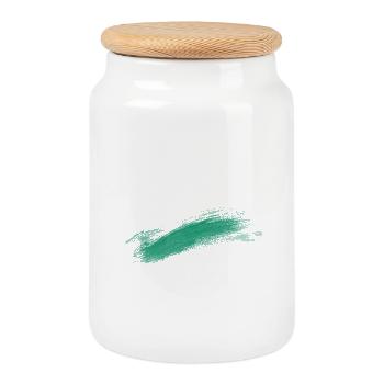 Motif abstrait de la brise verte au pinceau - Boîte à biscuits avec couvercle en bois - blanc - Devant