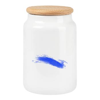 Bande d’encre bleue aquarelle - Boîte à biscuits avec couvercle en bois - blanc - Devant