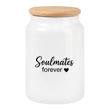 Eternal Souls Boho Scripture Design - Cookie Jar with Wooden Lid - white - Front