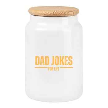Dad Jokes for Life - Cookie Jar with Wooden Lid - white - Front