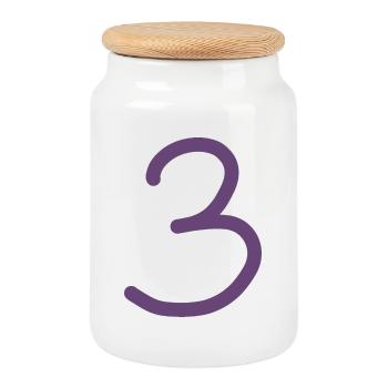 3 Nummer drei Zahl violett Geburtstag - Keksdose mit Holzdeckel - Weiß - Vorne