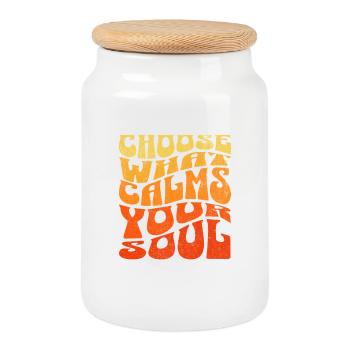 Choose what calms you down - Cookie Jar with Wooden Lid - white - Front