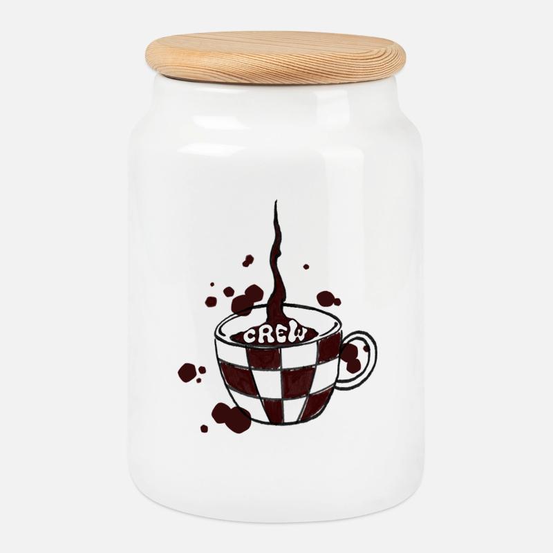 Coffee_Crew - Keksdose mit Holzdeckel - Weiß