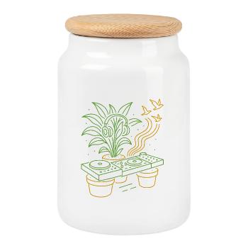 Green Groove DJ Plants - Cookie Jar with Wooden Lid - white - Front