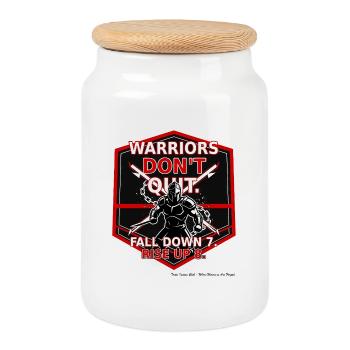 Warrior perseverance - Cookie Jar with Wooden Lid - white - Front
