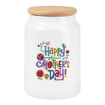 Alles Gute zum Muttertag Buntes Design - Keksdose mit Holzdeckel - Weiß - Vorne