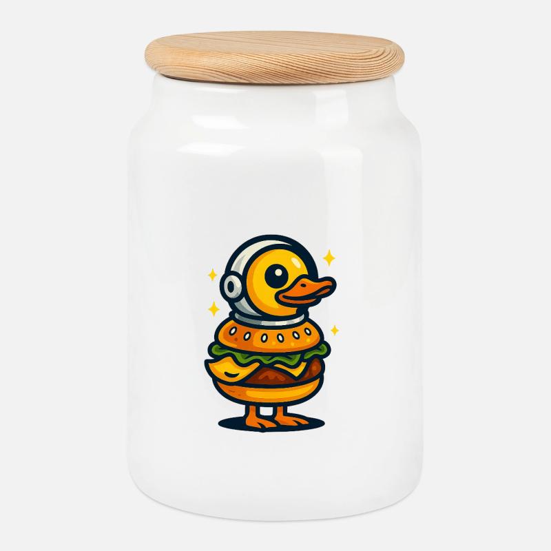 Burger Ente - Keksdose mit Holzdeckel - Weiß