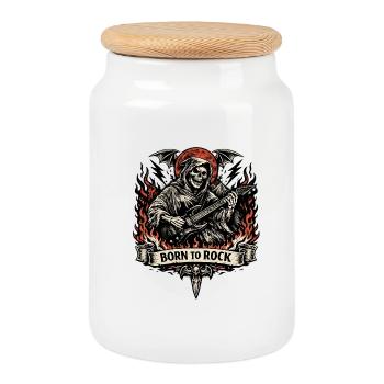 Born to Rock Grim Reaper - Keksdose mit Holzdeckel - Weiß - Vorne