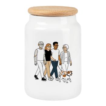 Mamie Karin en famille - Boîte à biscuits avec couvercle en bois - blanc - Devant