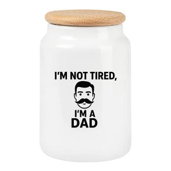 Nicht müde, ich bin Vater - Keksdose mit Holzdeckel - Weiß - Vorne