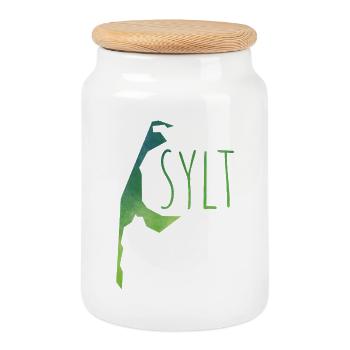 sylt - Cookie Jar with Wooden Lid - white - Front