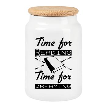 Lesen Leser Buch Bücher Spruch Geschenk - Keksdose mit Holzdeckel - Weiß - Vorne