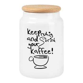 Kaffee Büro Humor Fun lustig Spruch - Keksdose mit Holzdeckel - Weiß - Vorne