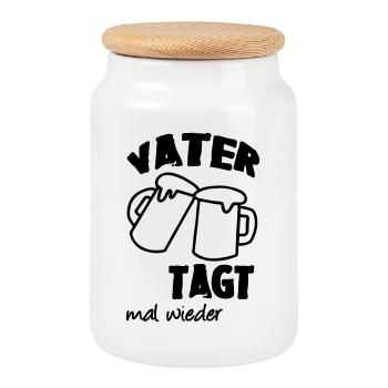 Geschenk Vatertag Familie Bier Spruch lustig Vater - Keksdose mit Holzdeckel - Weiß - Vorne
