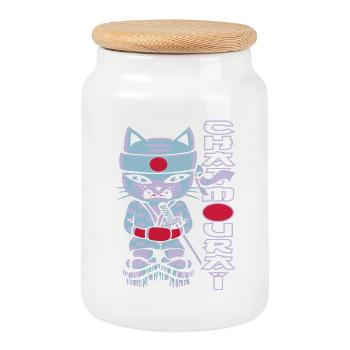 Chat mouraï flex - Keksdose mit Holzdeckel - Weiß - Vorne