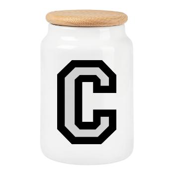 Buchstabe C - Keksdose mit Holzdeckel - Weiß - Vorne
