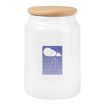 Astronomy - You Can not Buy Happiness - Cookie Jar with Wooden Lid - white - Front