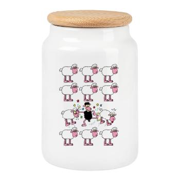Le mouton noir - Boîte à biscuits avec couvercle en bois - blanc - Devant