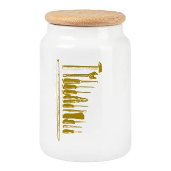 tool - Cookie Jar with Wooden Lid - white - Front
