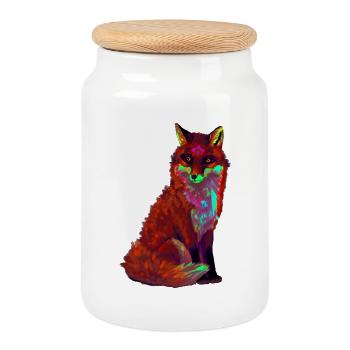 renard rouge - Boîte à biscuits avec couvercle en bois - blanc - Devant