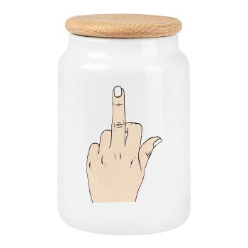 Mode doigt du milieu - Boîte à biscuits avec couvercle en bois - blanc - Devant
