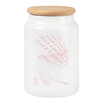 Rosa Binärcode Spirale - Keksdose mit Holzdeckel - Weiß - Vorne