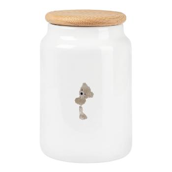 teddy - Keksdose mit Holzdeckel - Weiß - Vorne