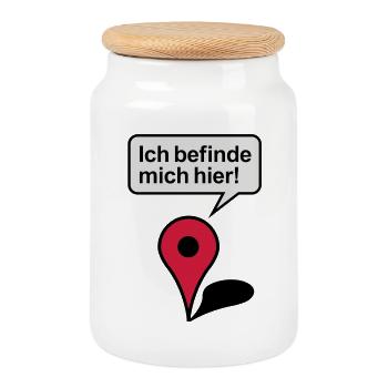 Ich befinde mich hier Google Maps - Keksdose mit Holzdeckel - Weiß - Vorne