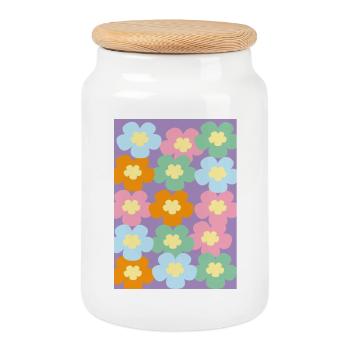 Flower Power - Boîte à biscuits avec couvercle en bois - blanc - Devant