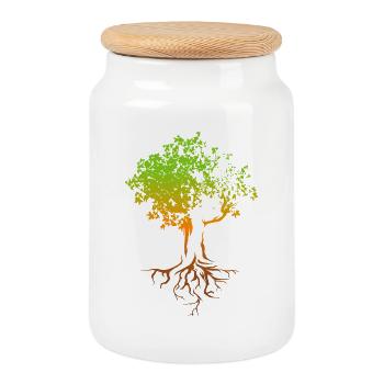 Tree, Autumn, Colors, Colorful, Illustration, Forest, Nature - Cookie Jar with Wooden Lid - white - Front