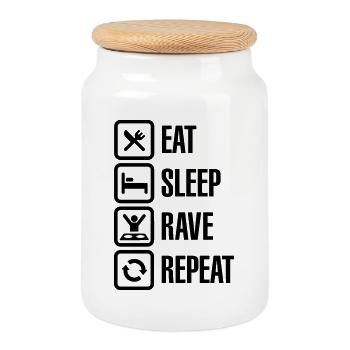 Eat sleep rave repeat - Cookie Jar with Wooden Lid - white - Front