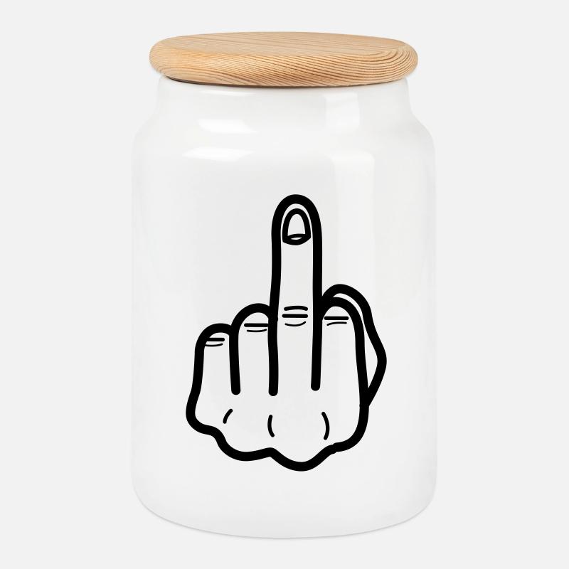 middlefinger Mittelfinger - Keksdose mit Holzdeckel - Weiß