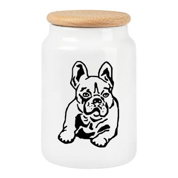 Français Bulldog Bee - Boîte à biscuits avec couvercle en bois - blanc - Devant