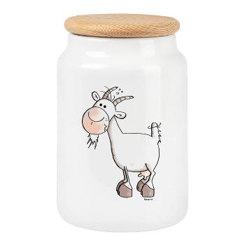 Charming Goat - Goats - Cookie Jar with Wooden Lid - white - Front