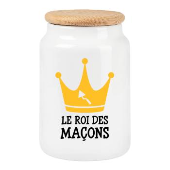Le Roi des Maçon ! - Boîte à biscuits avec couvercle en bois - blanc - Devant