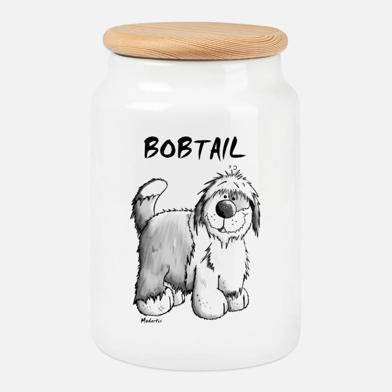 Bob der Bobtail - Keksdose mit Holzdeckel - Weiß
