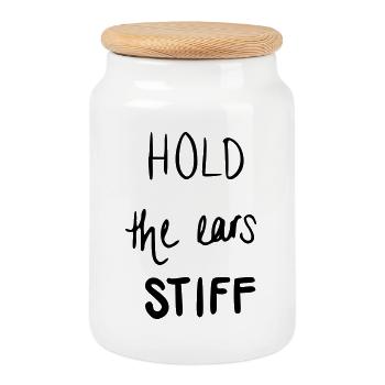 Hold the ears stiff - Keksdose mit Holzdeckel - Weiß - Vorne