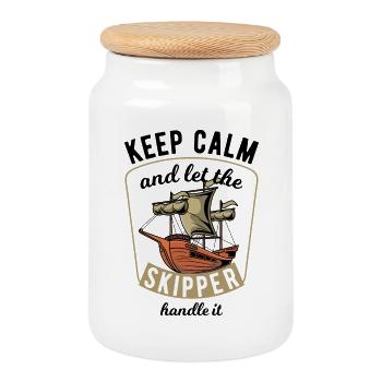 Keep Calm Sailing - Cookie Jar with Wooden Lid - white - Front