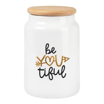 Motivational Design for Self-Confidence - Cookie Jar with Wooden Lid - white - Front